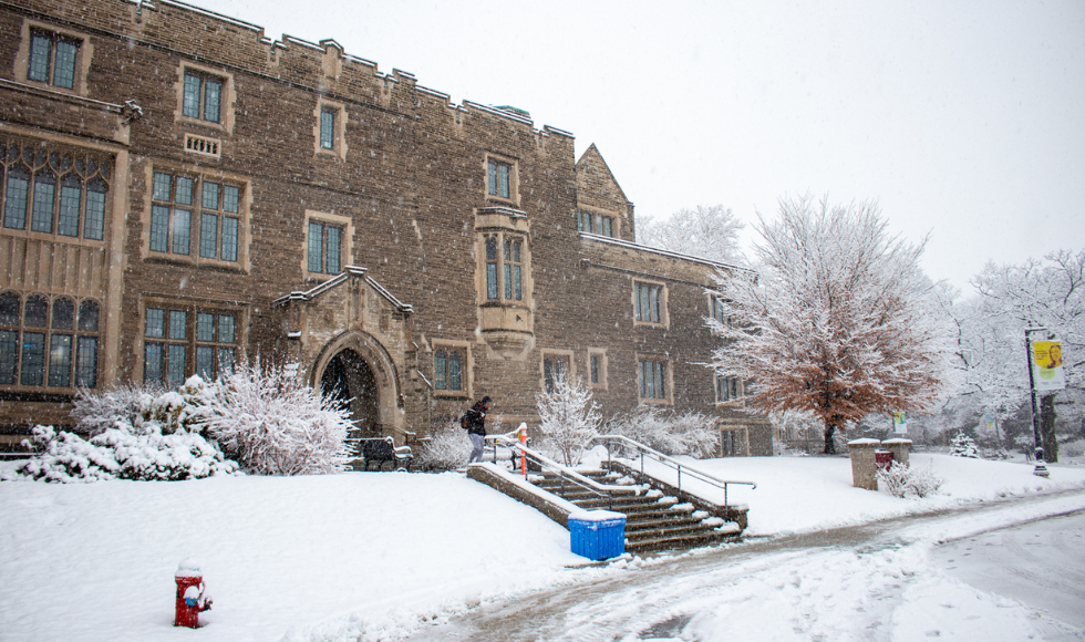 winter scene on campus 