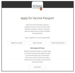A screenshot of the McMaster Safety App site